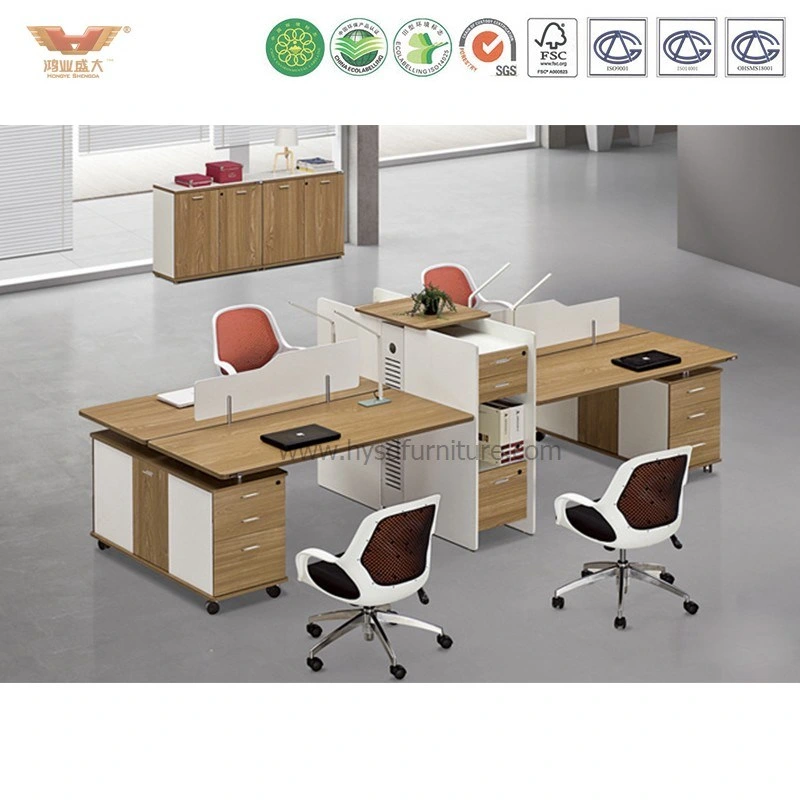 Small Office Room 4 Person Wooden Desk Office Workstation