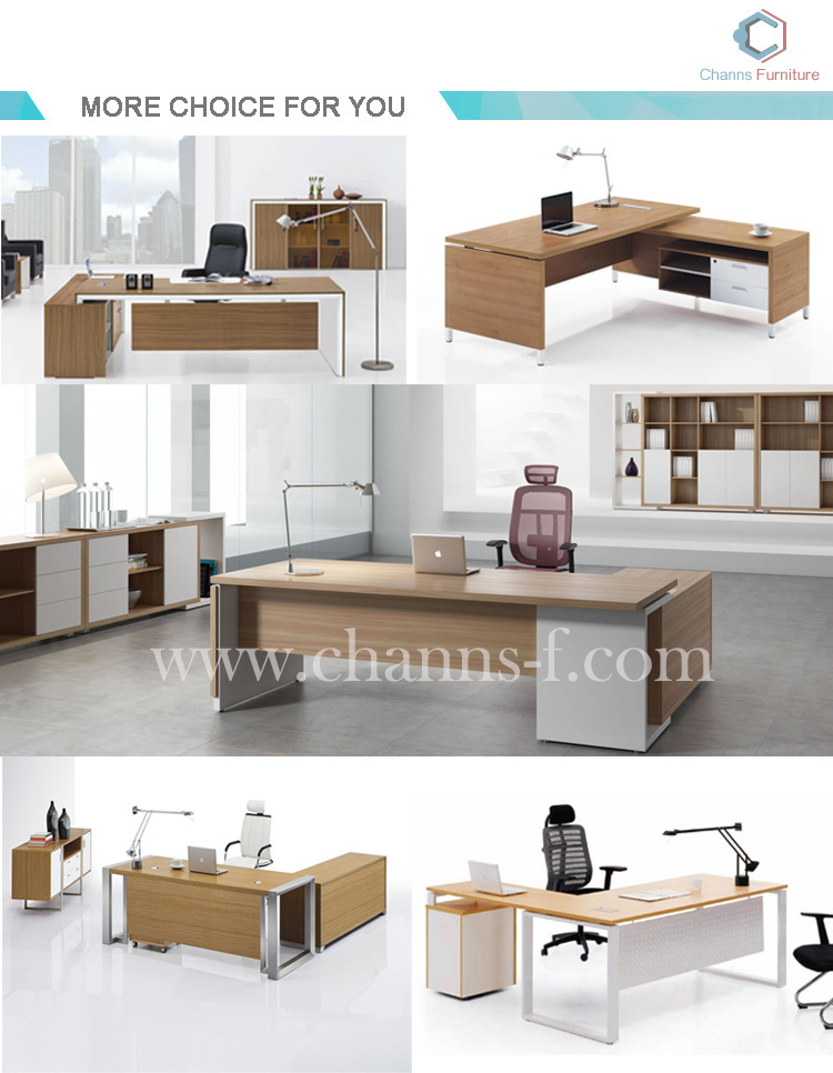 Luxury Boss Table L Shape Office Desk with Metal Frame (CAS-ED31436)