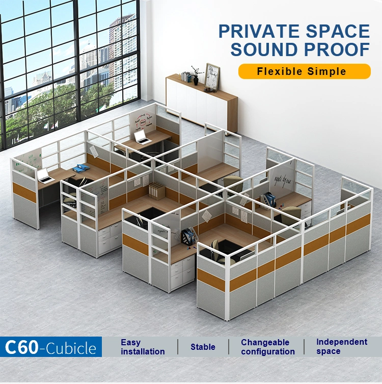 Commercial Furniture Cubicle Staff Table Modern Staff Office Workstation for 6 Person