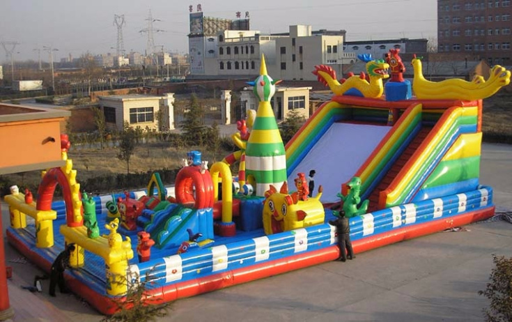 Happy Island Inflatable Fun City Inflatable Amusement Park Jumping Bouncy Slide Inflatable Playground for Kids