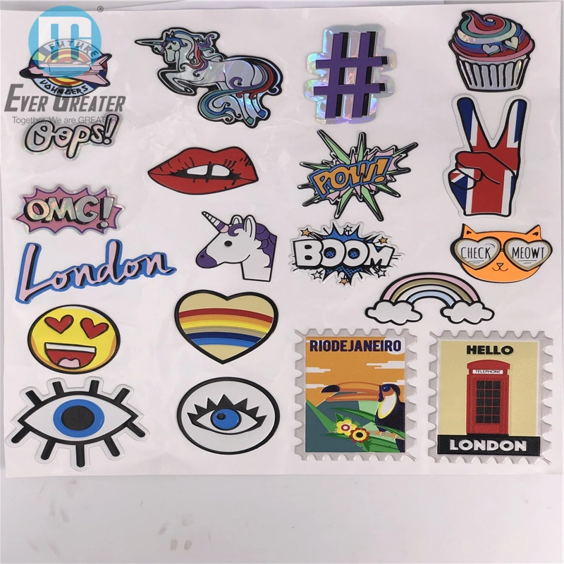 Custom PU Leather Changeable Color Embossed Stickers PU Sticker