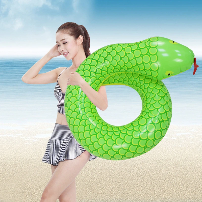 Summer Water Play Equipment Inflatable PVC Green Snake Swim Ring for Kids