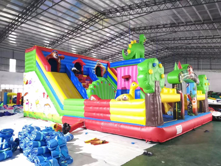 Happy Island Inflatable Fun City Inflatable Amusement Park Jumping Bouncy Slide Inflatable Playground for Kids
