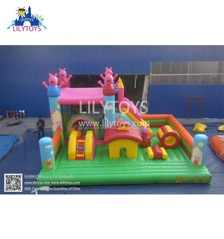 Inflatable Trampoline Park for Kids, Inflatable Pig Peggy Cartoon Theme Inflatable Slide