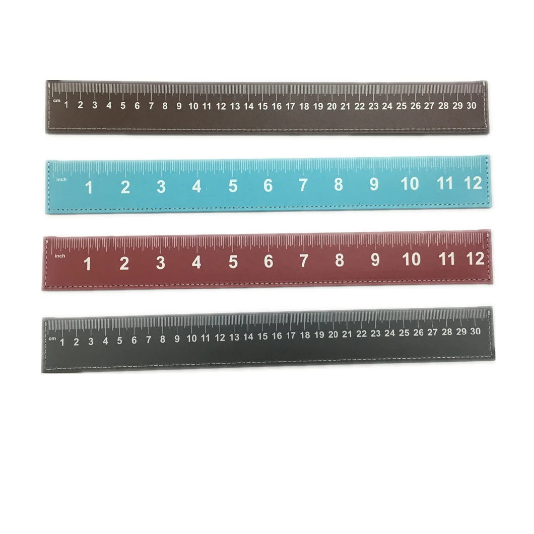 30cm / 12inch Custom Logo Printing PU Advertising Rulers Promotional PU Scale Rulers