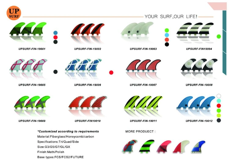 Colorful Fcs2 Honey Comb Tri Fins for Surfboard Surfing Fins