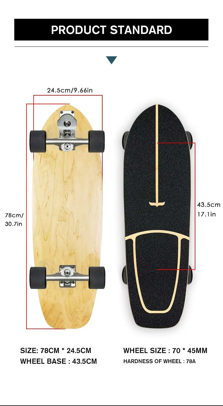 Cx4/Cx7/S7 Land Surfboard Skateboarding Canadian Maple Wood Professional Beginners Walking Skateboard