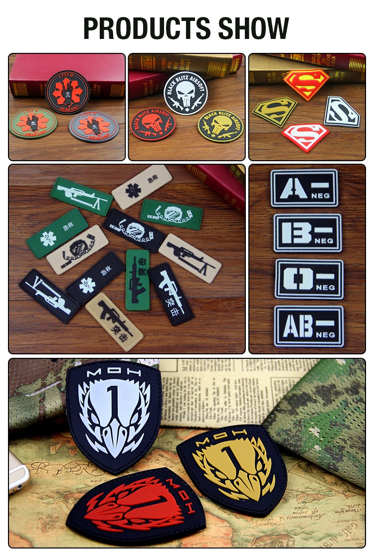 Customized Tactical Medical Rescue Military Team Codenamed Luminous Soft PVC Rubber Hook and Loop Badges Patches