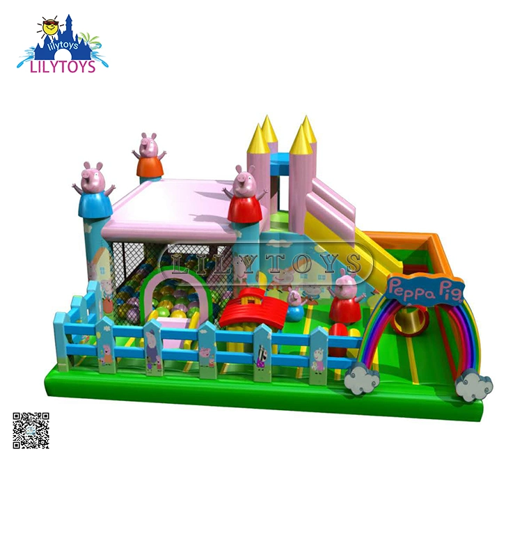 Inflatable Trampoline Park for Kids, Inflatable Pig Peggy Cartoon Theme Inflatable Slide