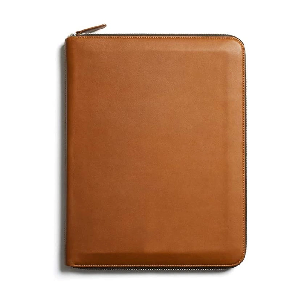 A5 Custom Faux Leather Custom Business Padfolio PU Cover Zipper Portfolio Map File Folder