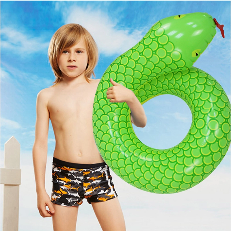 Summer Water Play Equipment Inflatable PVC Green Snake Swim Ring for Kids