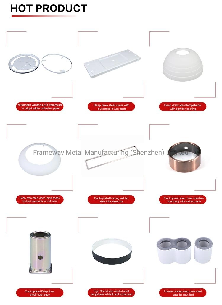 OEM/ODM Manufacturing Lighting Component Metal Spot Lampshade White Painted Steel Sheet Metal Forming Deep Drawing