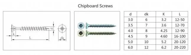 Screw Chipboard Countersunk Head Screw for Wood Chipboard/Stainless Steel Screw