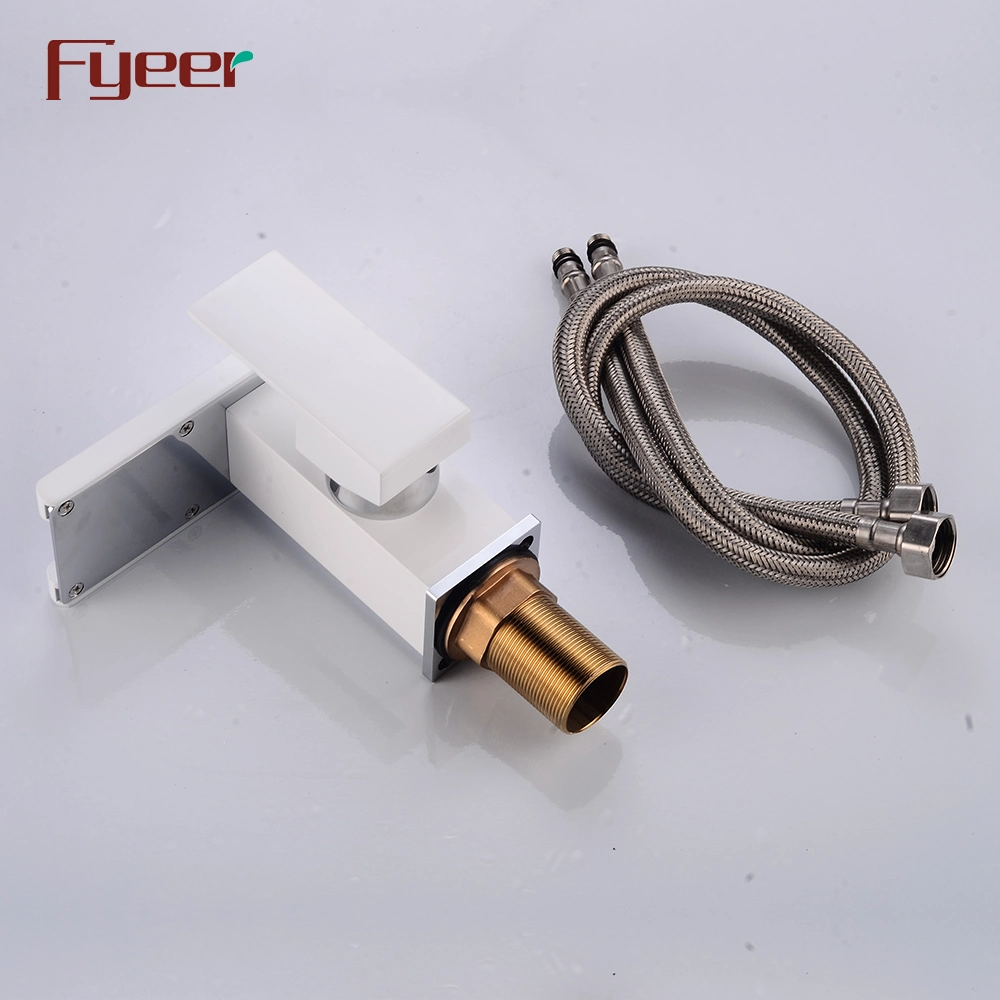 Fyeer White Painted Colorful Waterfall Bathroom LED Faucet