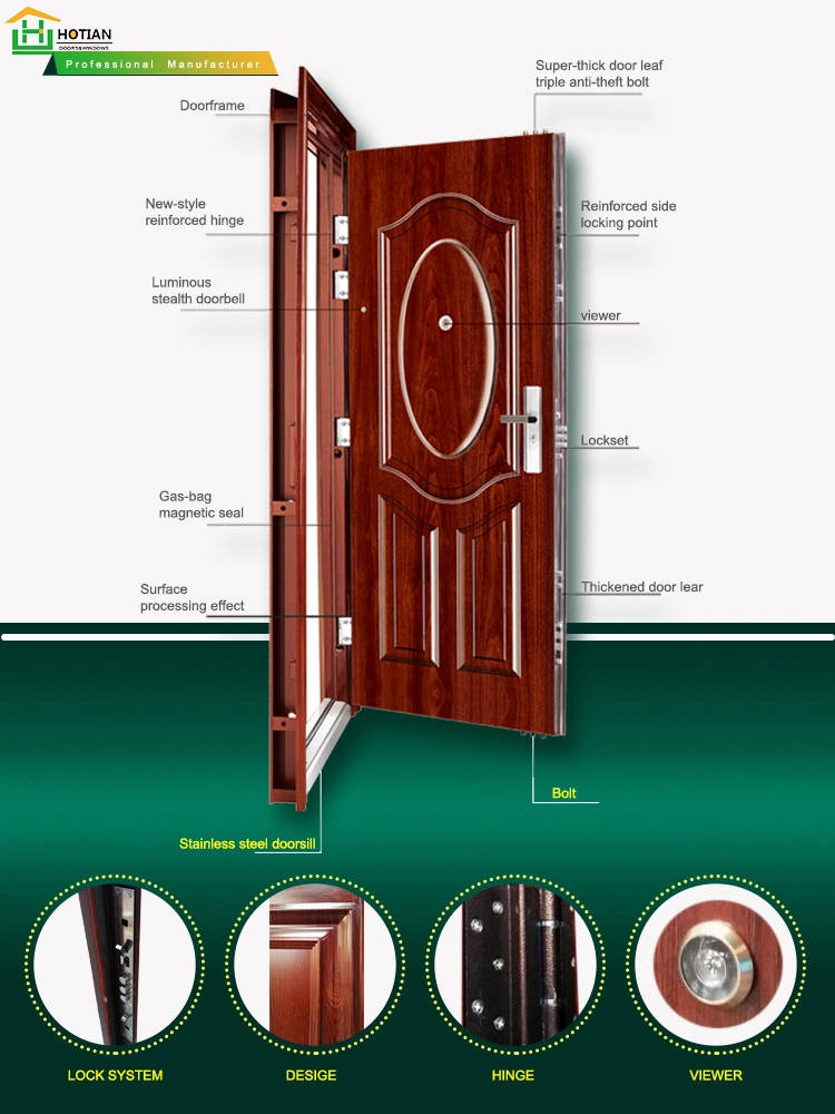 China Manufacturer Entry Security Fire Rated Steel Doors with Cheap Price