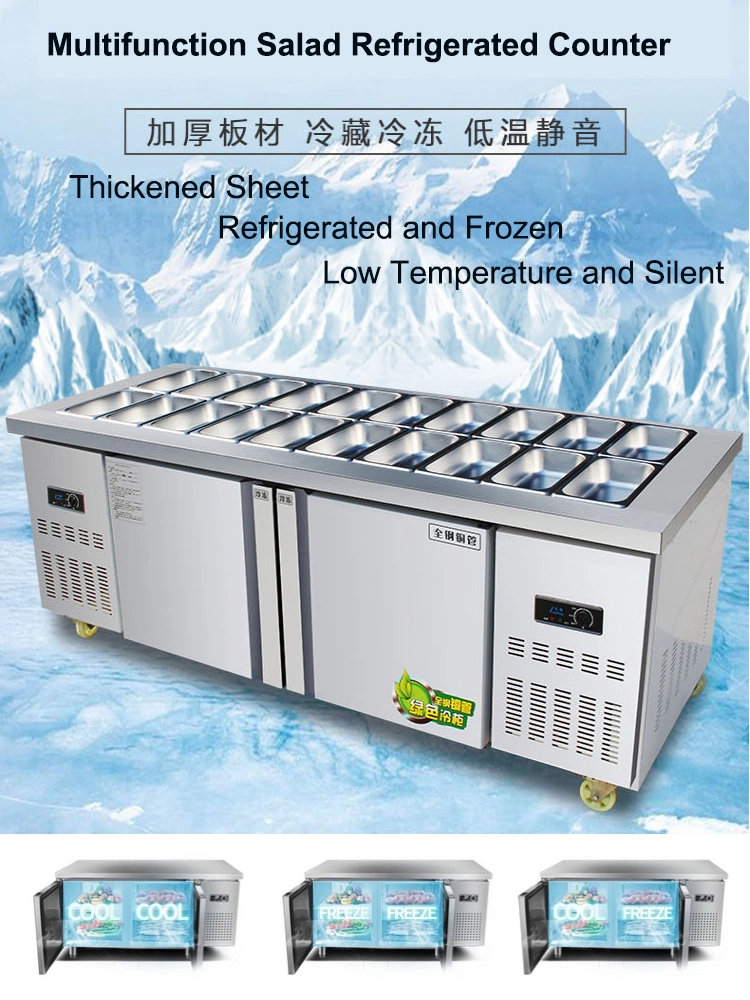 Commercial Restaurant Workbench Freezer Workbench Cooler Refrigerated Bar Counter Fridge