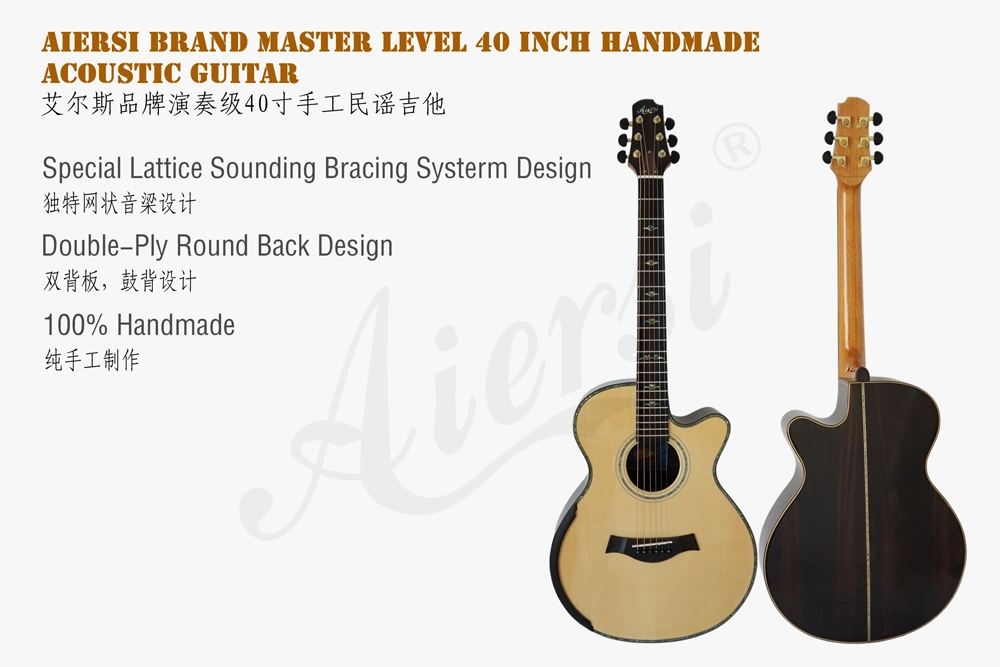 40 Inch Lattice Sound Bracing Round Back Master Acoustic Guitar