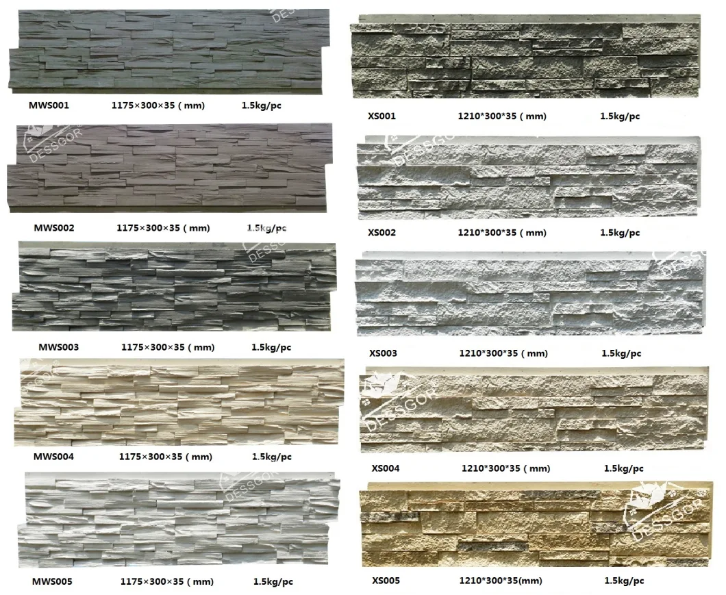 Outdoor Polyurethane Artificial Exterior Vinyl Stacked Stone Veneer Siding Panels