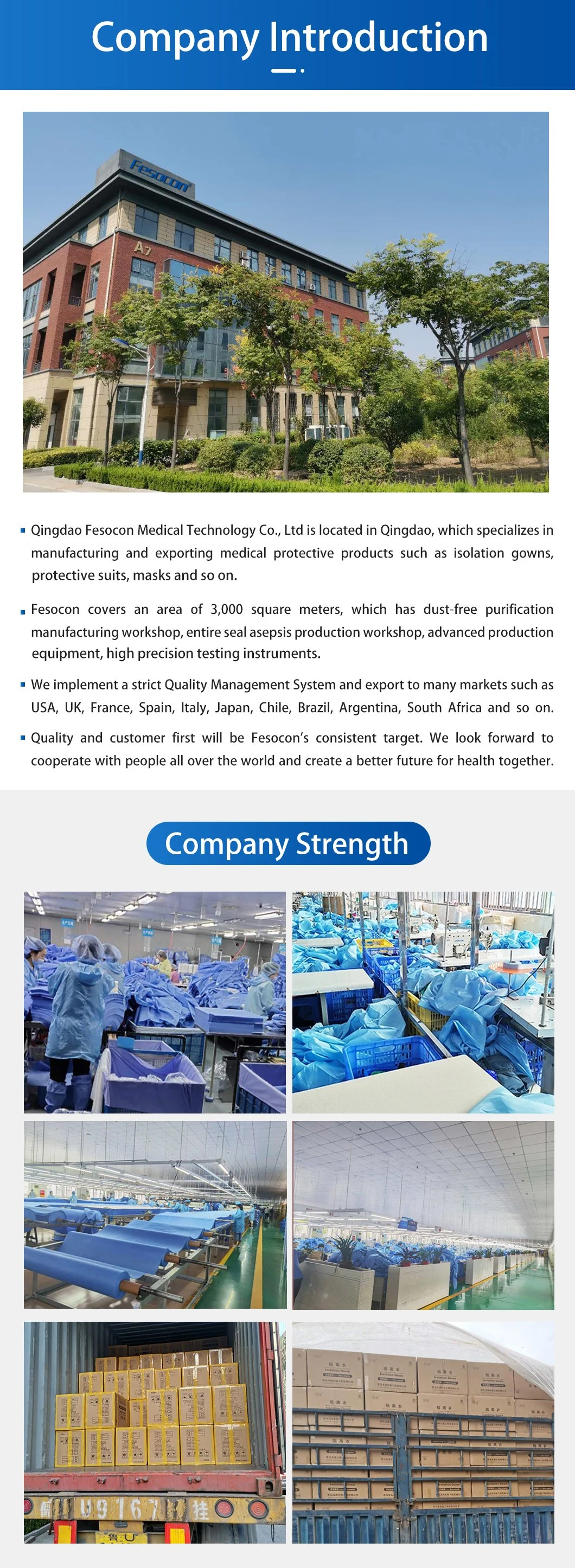 Disposable Gown Hospital Use Medical Surgical Level 2 Blue with Seam Tape Isolation