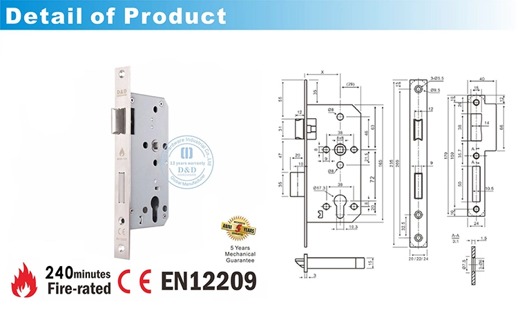 Best Price Fire Door Fire Rated CE Mortise Handle Lock Set for Fire Door