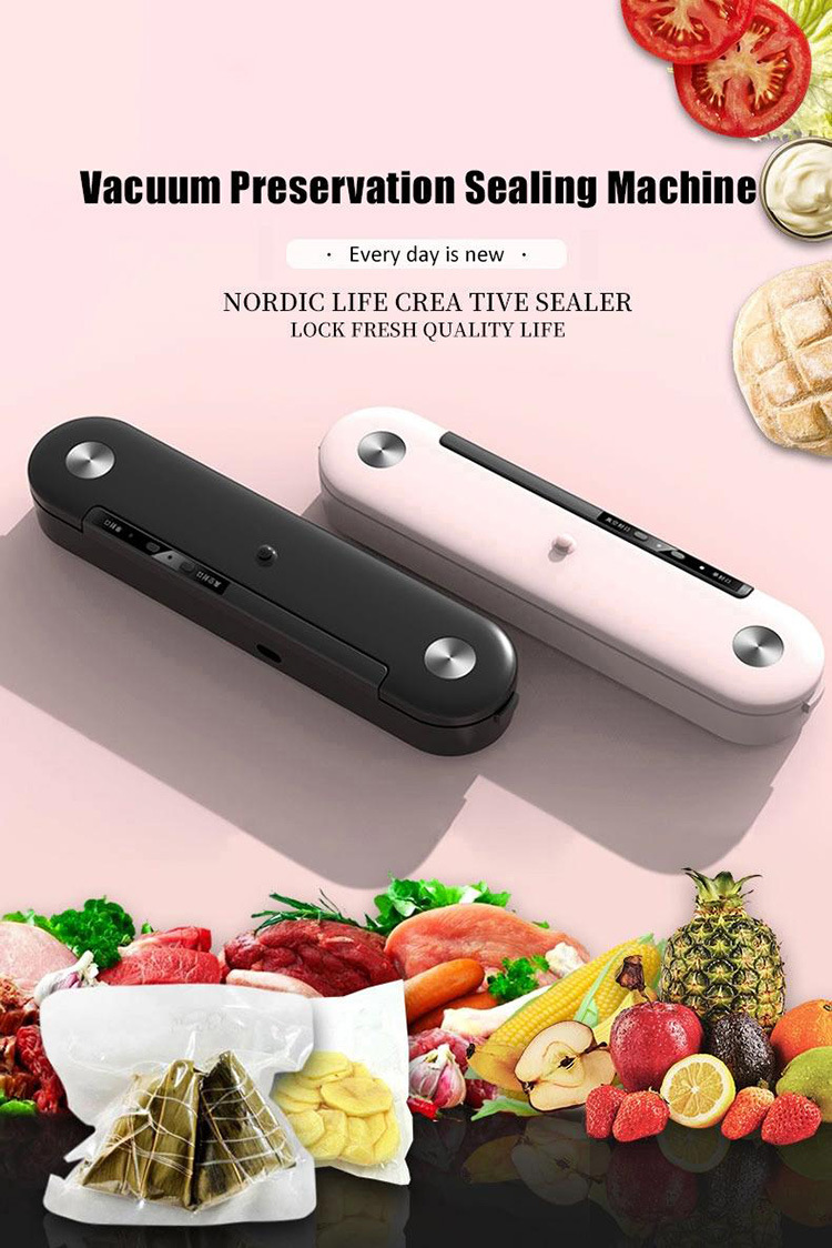 Portable Household Food Meat Fruits Automatic Vacuum Bag Food Sealer Machine Packing