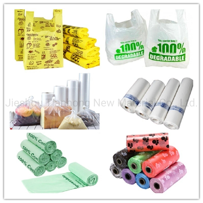 Custom Printed Compostable Food Packing Bags Cornstarch Biodegradable Flat Handle Bags for Food Storage in Supermarket