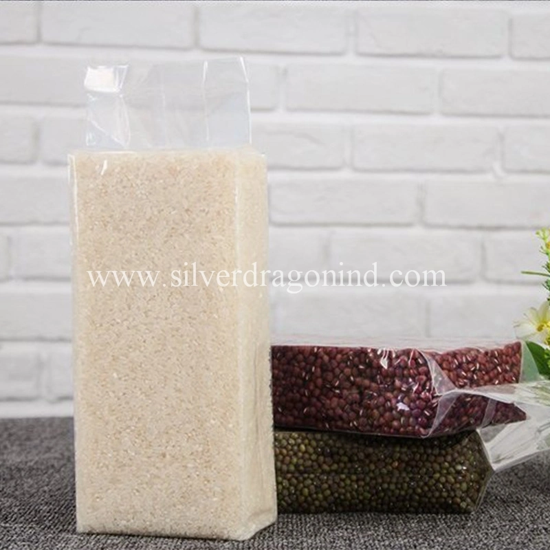Custom Plastic Brick Shaped Square Bottom Vacuum Packaging Bags for 5kg Rice Food