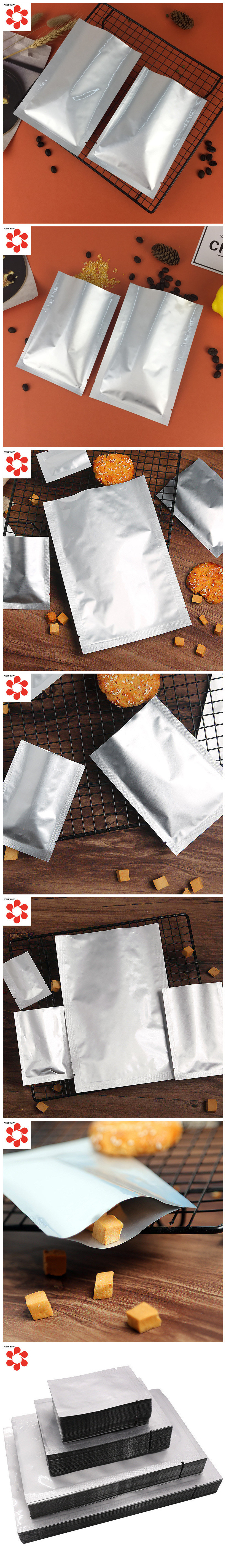Food Grade Aluminum Foil Flat Bag vacuum Plastic Bag for Liquid Food Snack Biscuit Candy Packaging