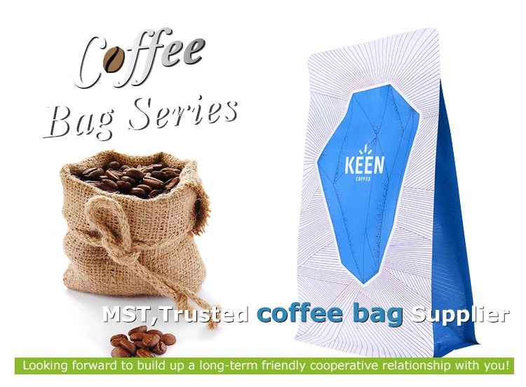 Heat Seal Foil Lined Custom Printed Mylar Foil Coffee Packaging Flat Block Bottom Pouches with Valve