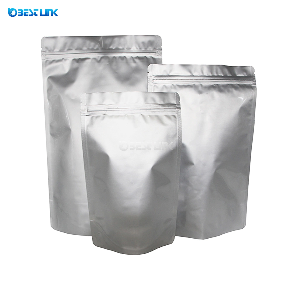 Customize Size Silver Pure Aluminum Foil Coffee Pouch Reclosable Mylar Foil Stand up Bags with Zipper