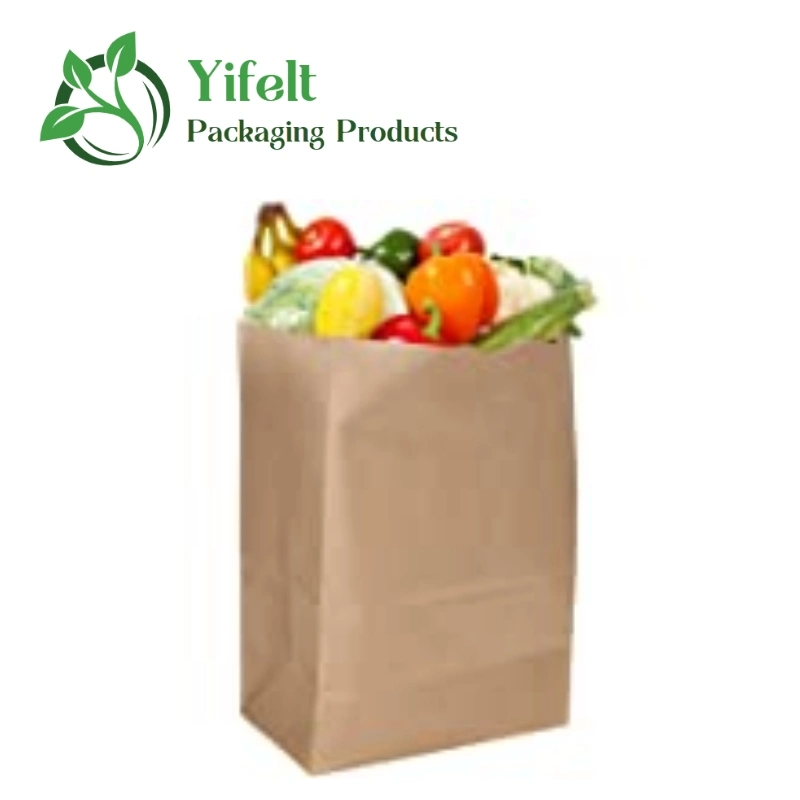 Eco-Friendly Custom Printed Food Brown Kraft Paper Bag Picnic Eco Bags for Food Packaging