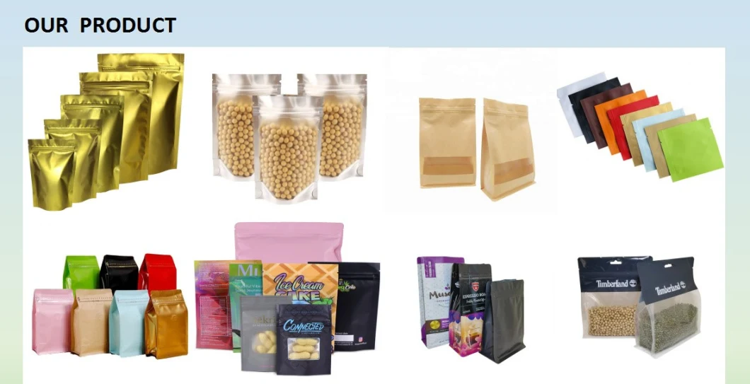 Heat Sealed Transparent Plastic Bag Kraft Paper Food Bag with Zipper Packaging Bag