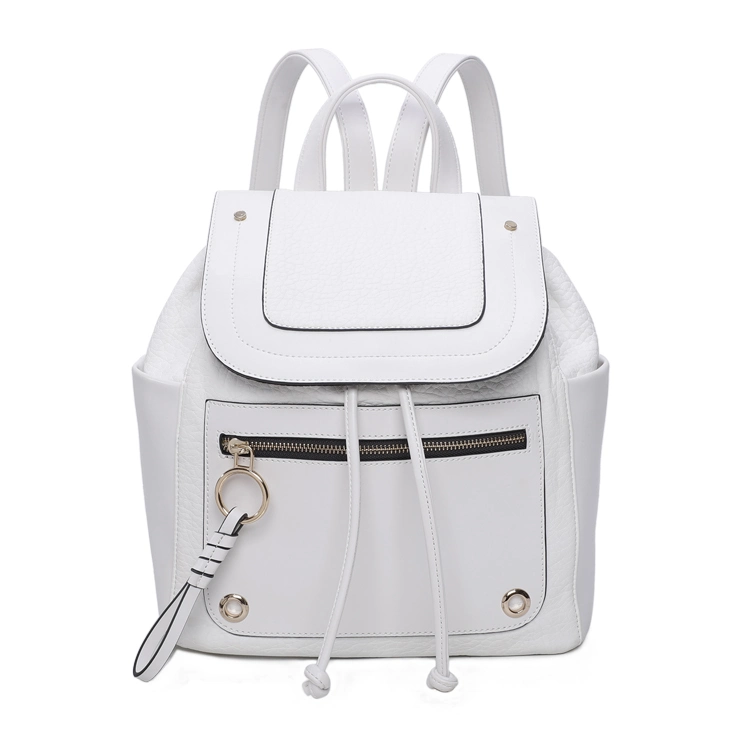 Women Students Leather School Bags Large Backpacks Travel Bags White Backpack