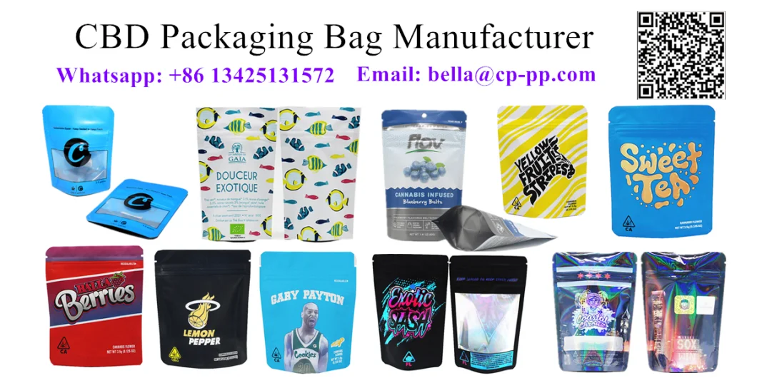 Small Custom Printed Smell Proof Food Storage Mylar Weed Bags Edible Packaging Bags