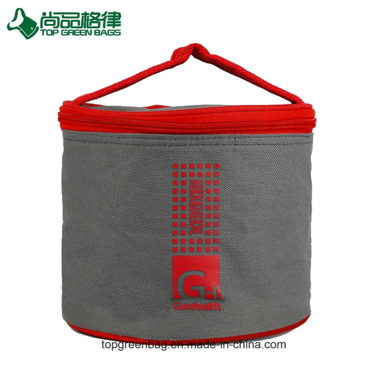 Insulated Travel Zipper Round Tote Lunch Cooler Storage Bags for Delivery