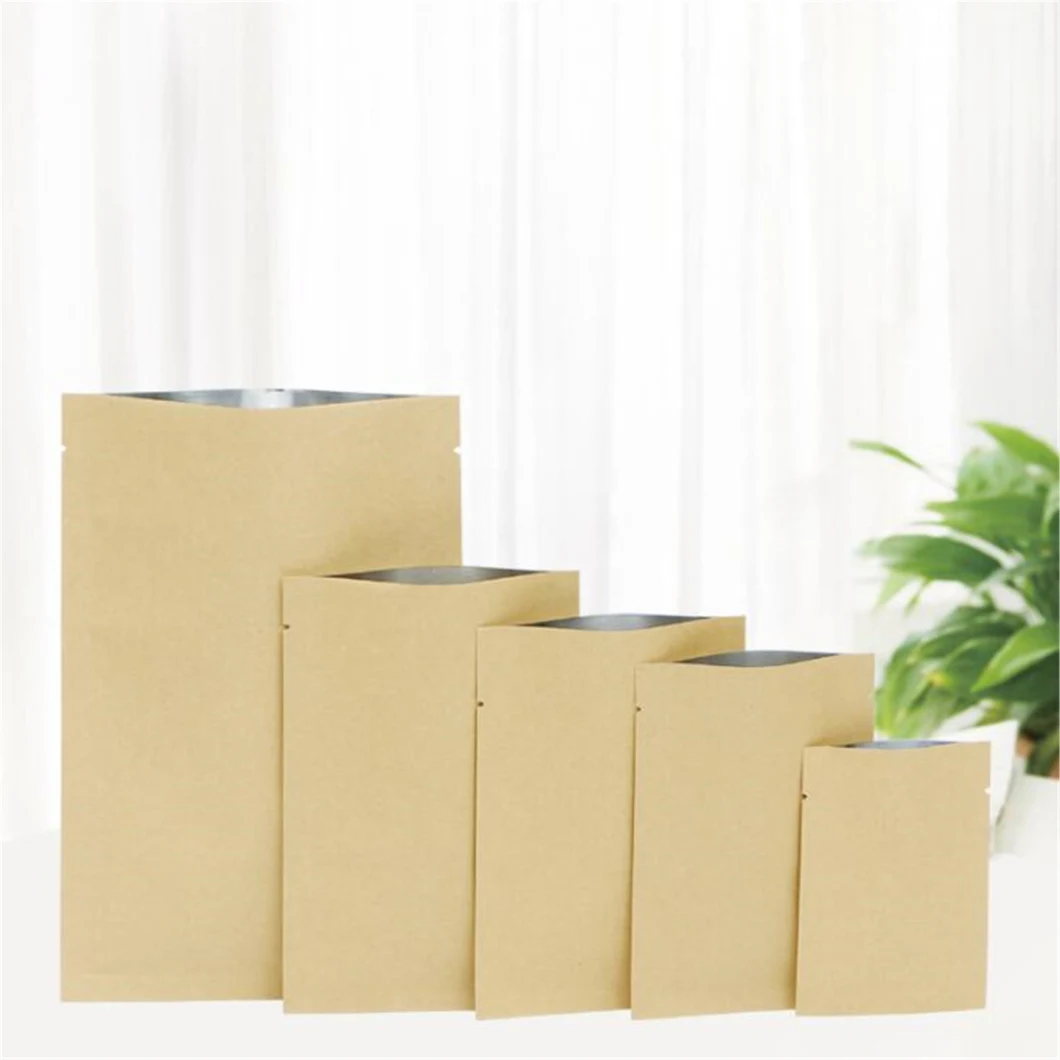 Three-Side Seal Kraft Paper Bag Dry Food Packaging Bag Nuts Packing Paper Bag