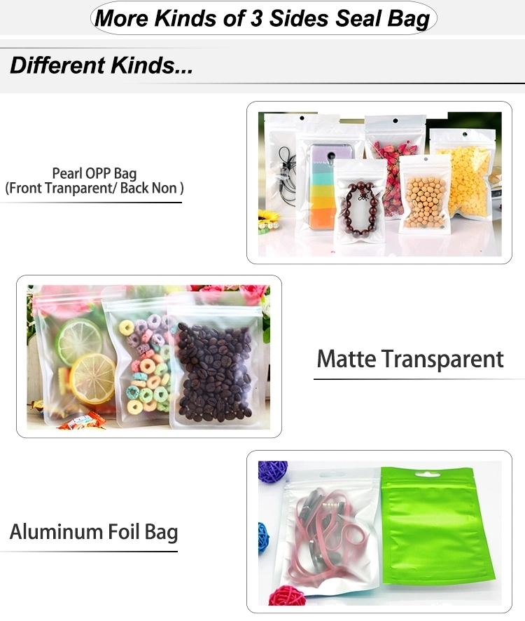 Three Side Seal OPP Aluminum Foil Plastic Zipper Locked Food Bag, Snack, Chips Bag