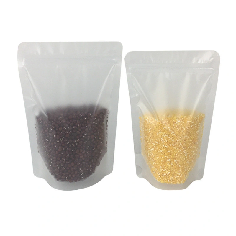 Custom Food Grade Transparent Stand up Matt Packaging Bags with Ziplock for Dry Food Packaging