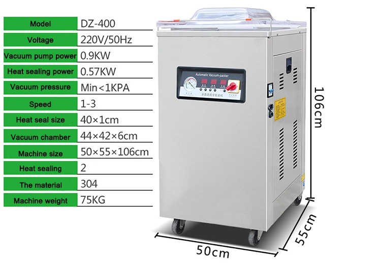 Dz-400 Single Chamber Vacuum Sealer Vacuum Packing Machine for Plastic Bags