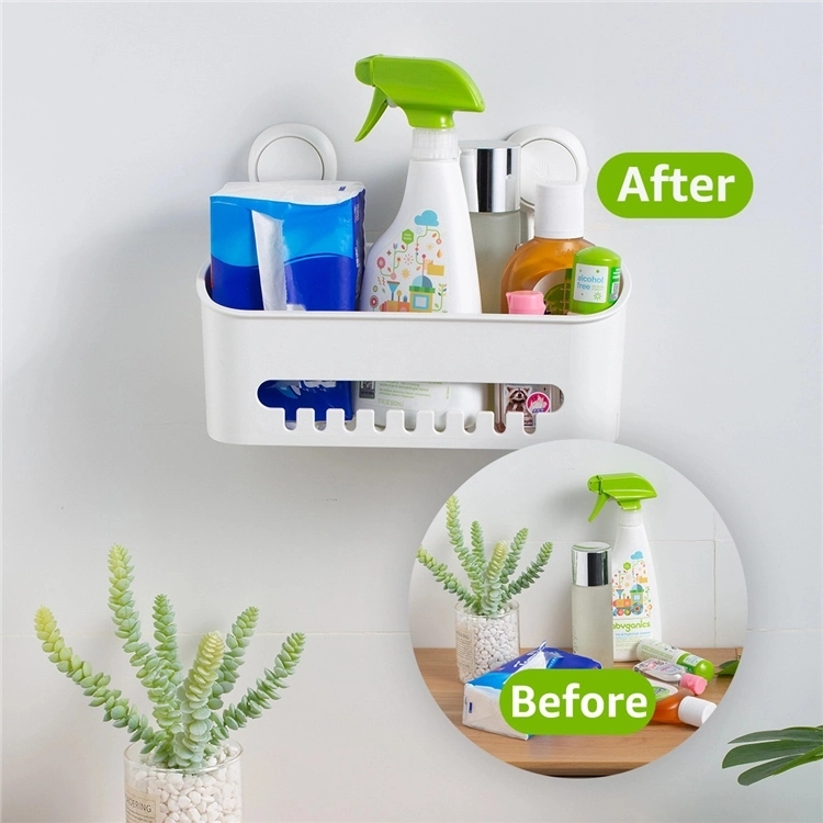 Taili Plastic Bathroom Accessory Vacuum Suction Cup Hook Hanging Corner Shower Caddy Plastic for Shampoo Organizer