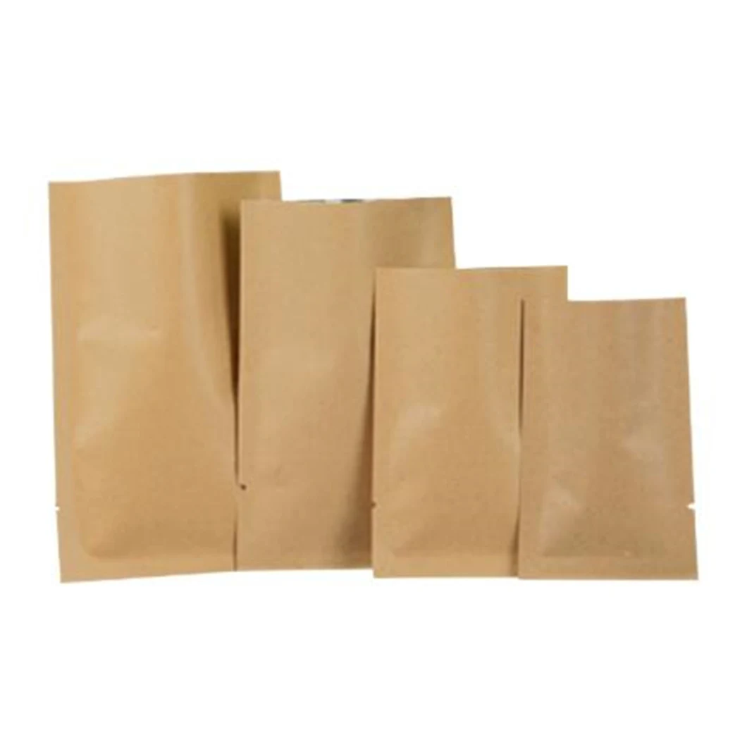 Three-Side Seal Kraft Paper Bag Dry Food Packaging Bag Nuts Packing Paper Bag