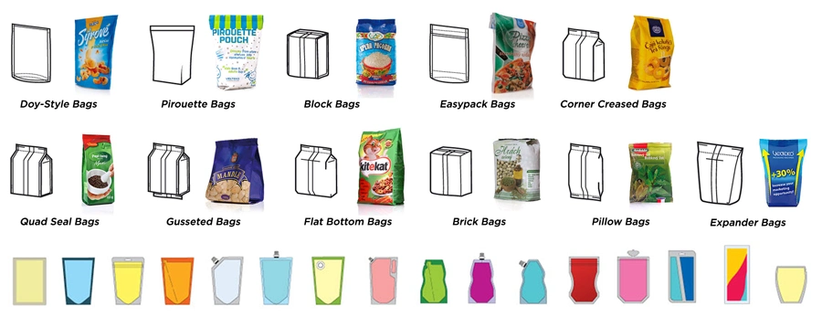 Filling Capping Sealing Food Packaging Plastic Liquid Food Stand up Packaging Bag