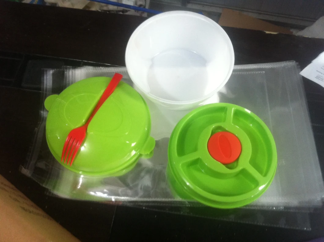 Salad Bowl to Go with Folk, Separate Dressing Container That Fits Into Gel Tray (GS014)