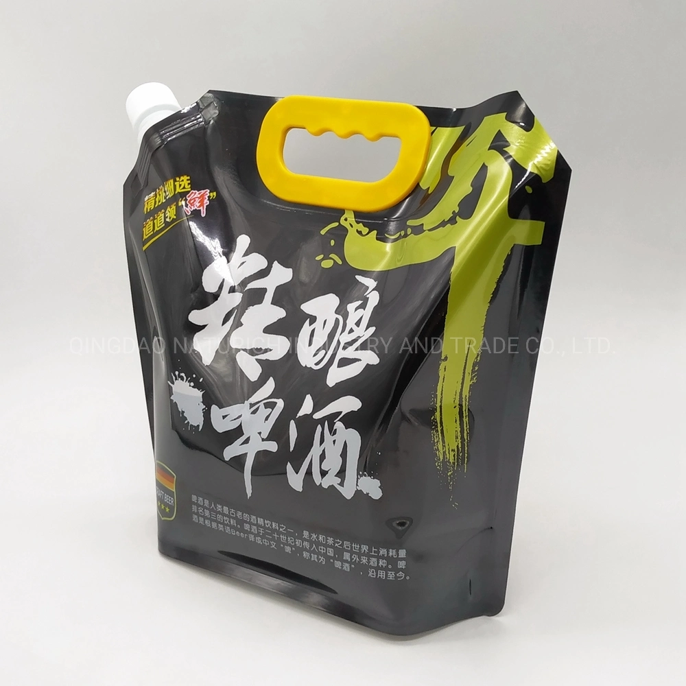 5L Stand up Nozzle Composite Plastic Packaging Bags for Beer/Spout Plastic Bag for Beer