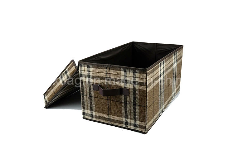 Decorative Folding Cube Non Woven Cardboard Cube Storage Box with Lid