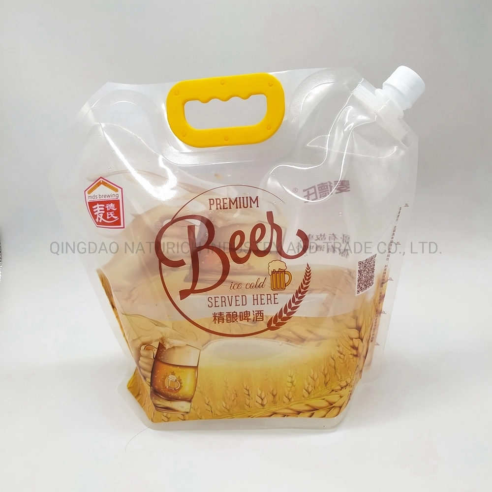 5L Stand up Nozzle Composite Plastic Packaging Bags for Beer/Spout Plastic Bag for Beer