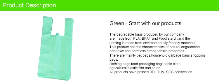 100% Biodegradable and Compostable Supermarket Shopping Bag Eco-Friendly Material T-Shirt Bag Vest Bag