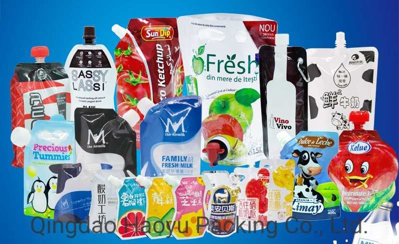 Doypack Standing Washing Powder Plastic Packaging Bag with Corner Spout Liquid Laundry Detergent Spout Pouch