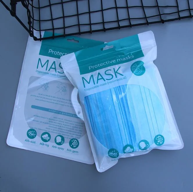 Custom Print Plastic Bag N95 Medical Surgical Face Mask Packaging Bag Recyclable Zip Lock Bag