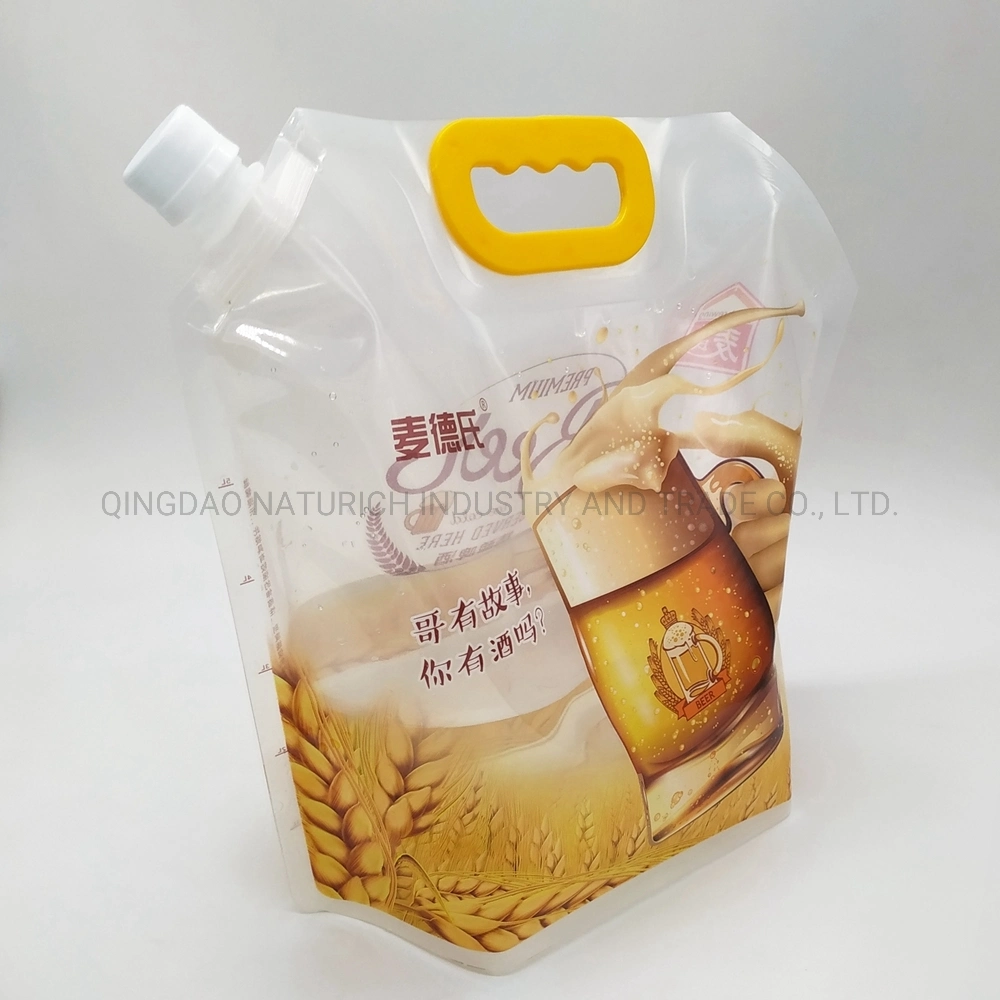 Custom Printing Transparent 3L 5L Stand up Water Spout Pouch Bag with Handle